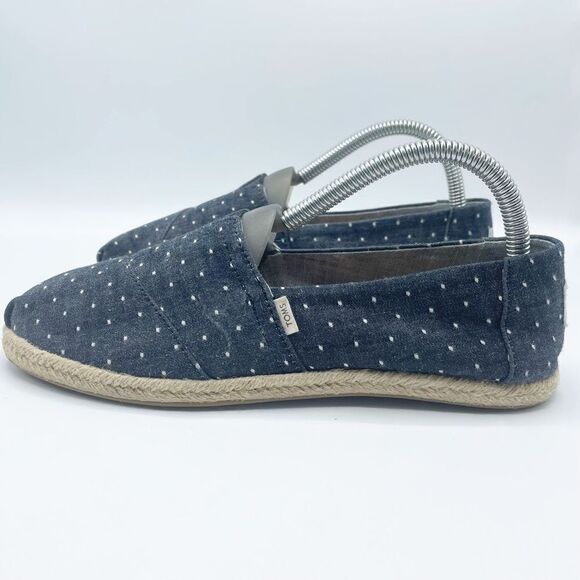 TOMS Women's Alpargata on Rope - Navy Blue Dot Chambray Size 7.5 - Picture 5 of 9